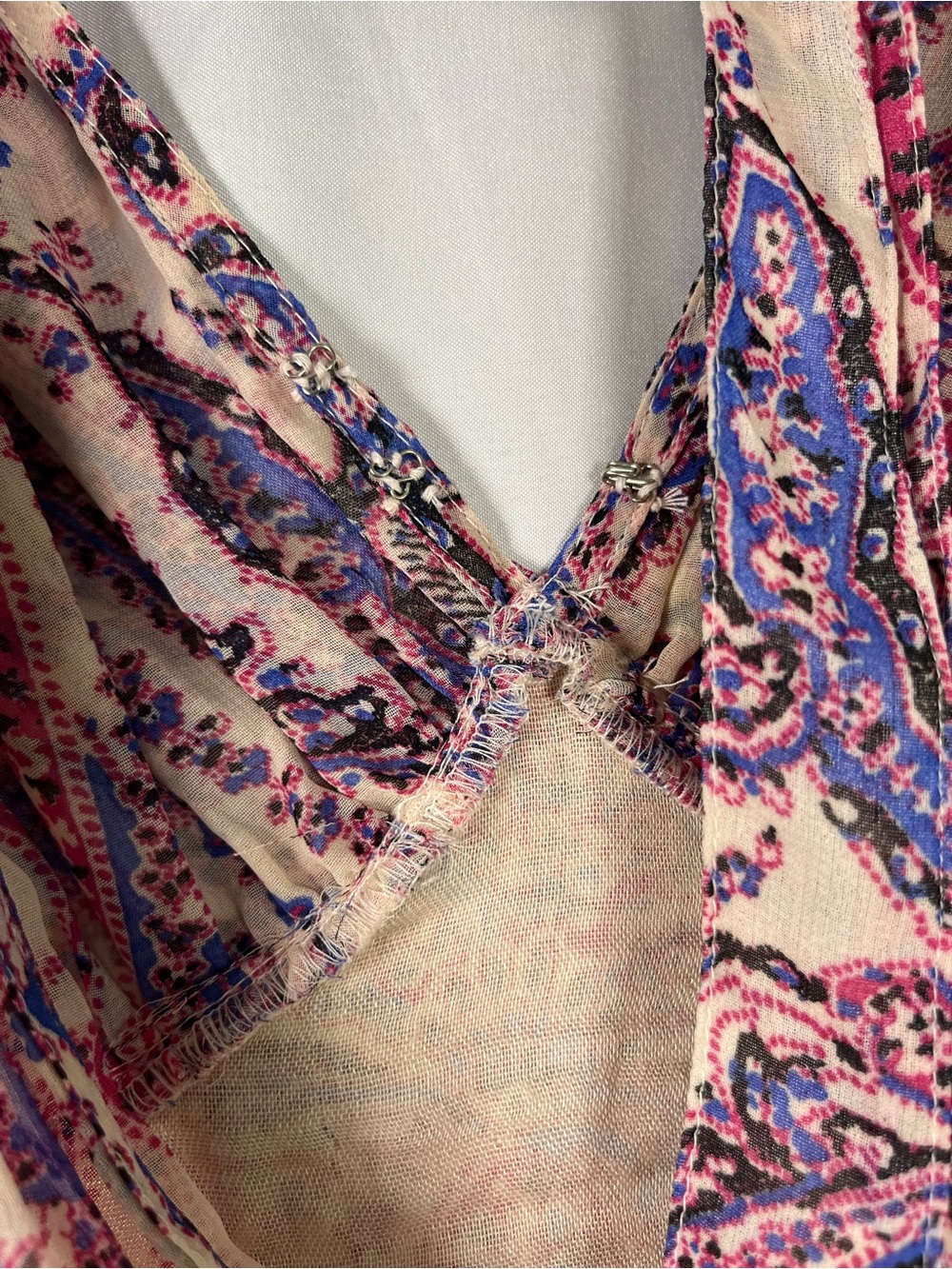 Free people mirage tiered flowy maxi dress paisley print boho tassel sz 4 - Picture 11 of 15